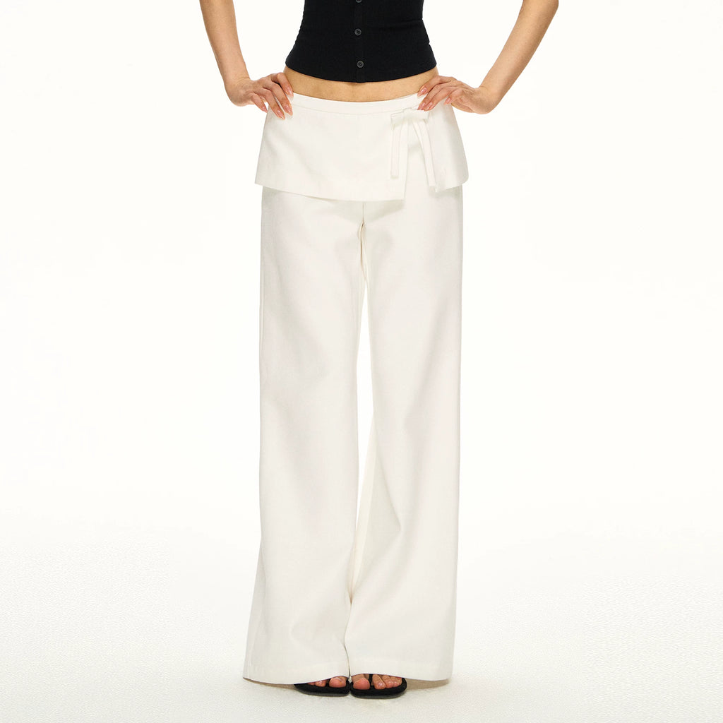 ARISEISM American Retro Faux Two-Piece High-Waist Wide-Leg Pants