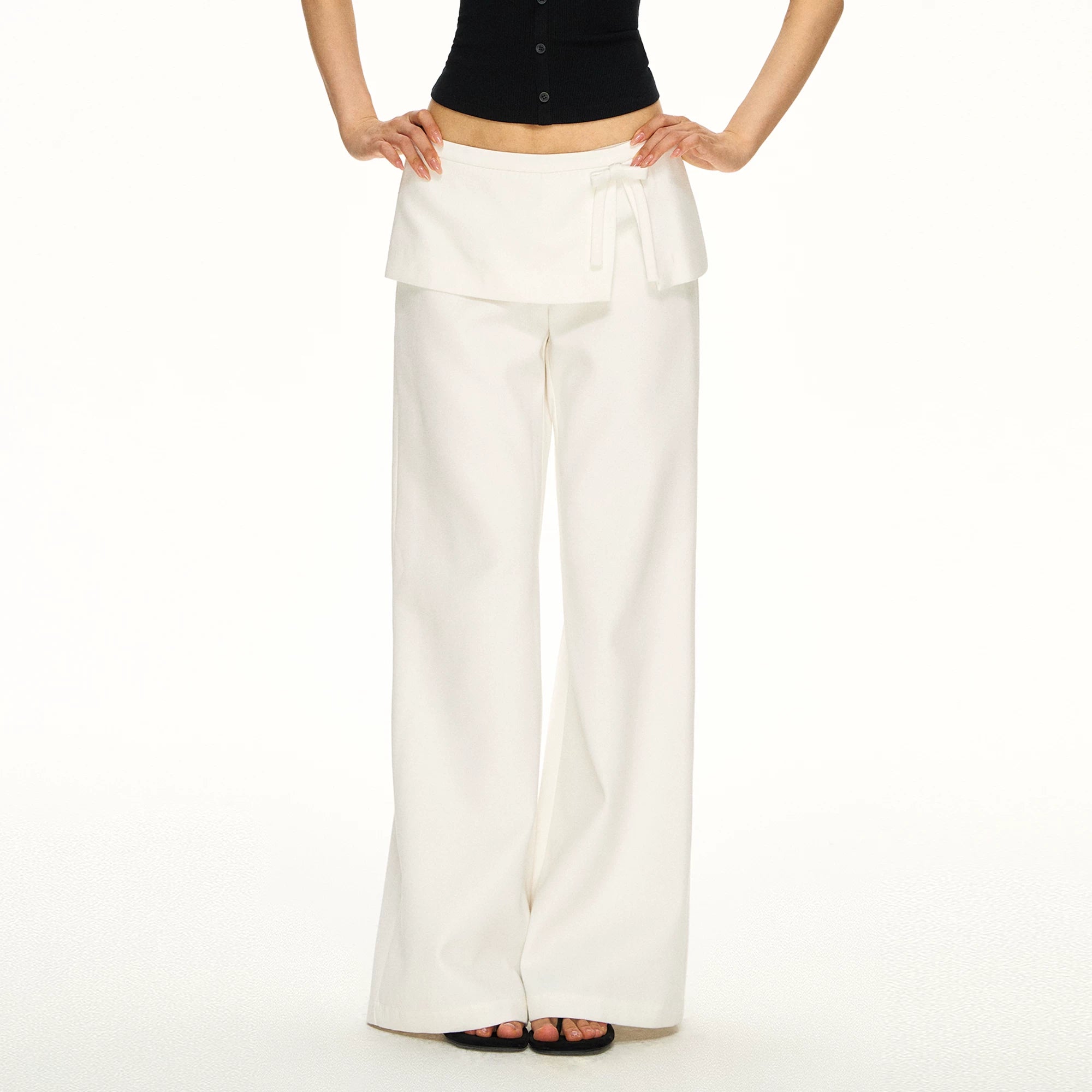ARISEISM American Retro Faux Two-Piece High-Waist Wide-Leg Pants