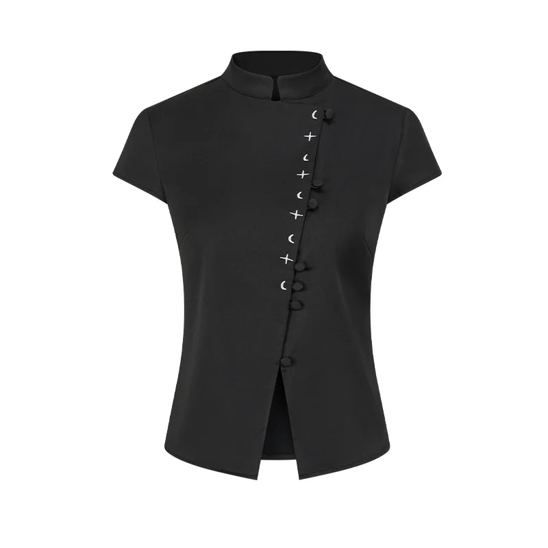 AnnoMundi Genesis Era Plain Satin Moonlight Embroidery Slim Fit Shirt