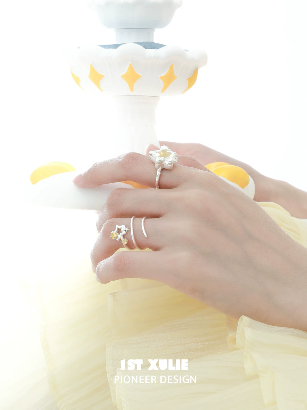1ST XULIE Sterling Silver Star Pendant Ring
