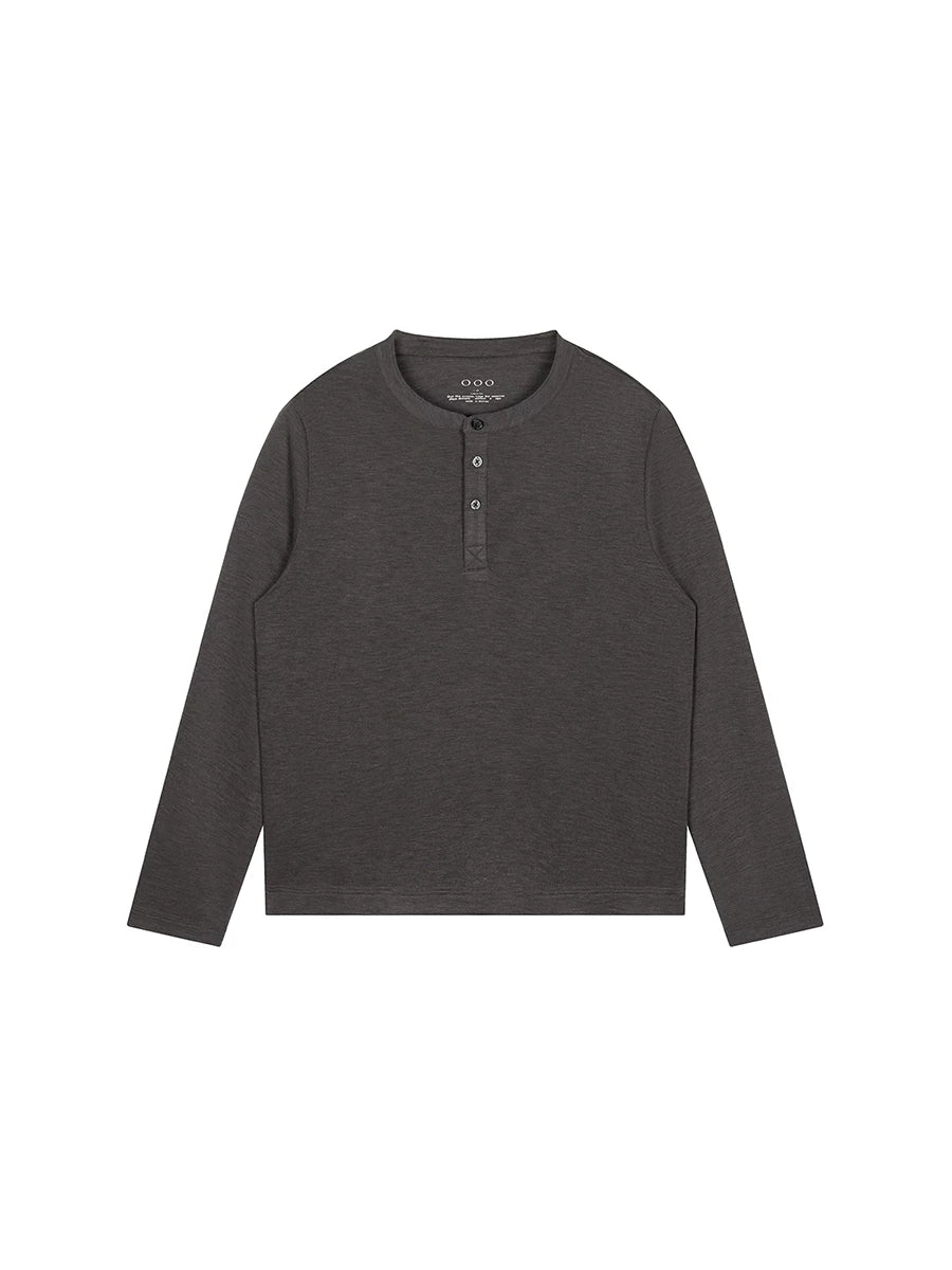 PLUS NO LOGO A Little Warm Breathable Henley Long-Sleeve Tee