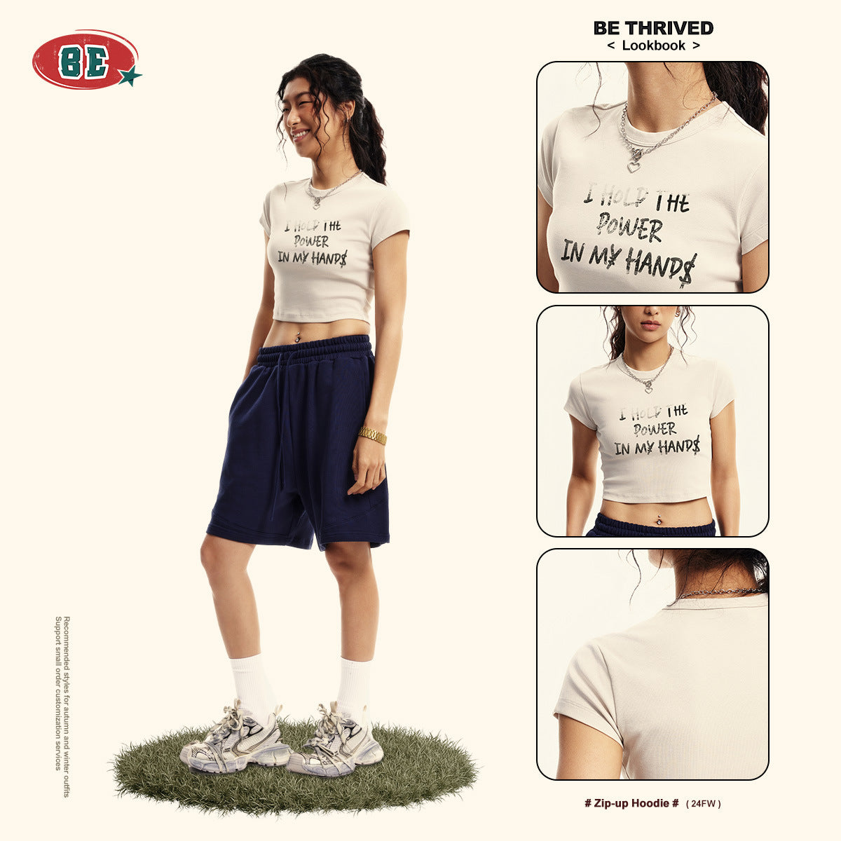 BE Women's Letter tee Slim Fit Crop Top