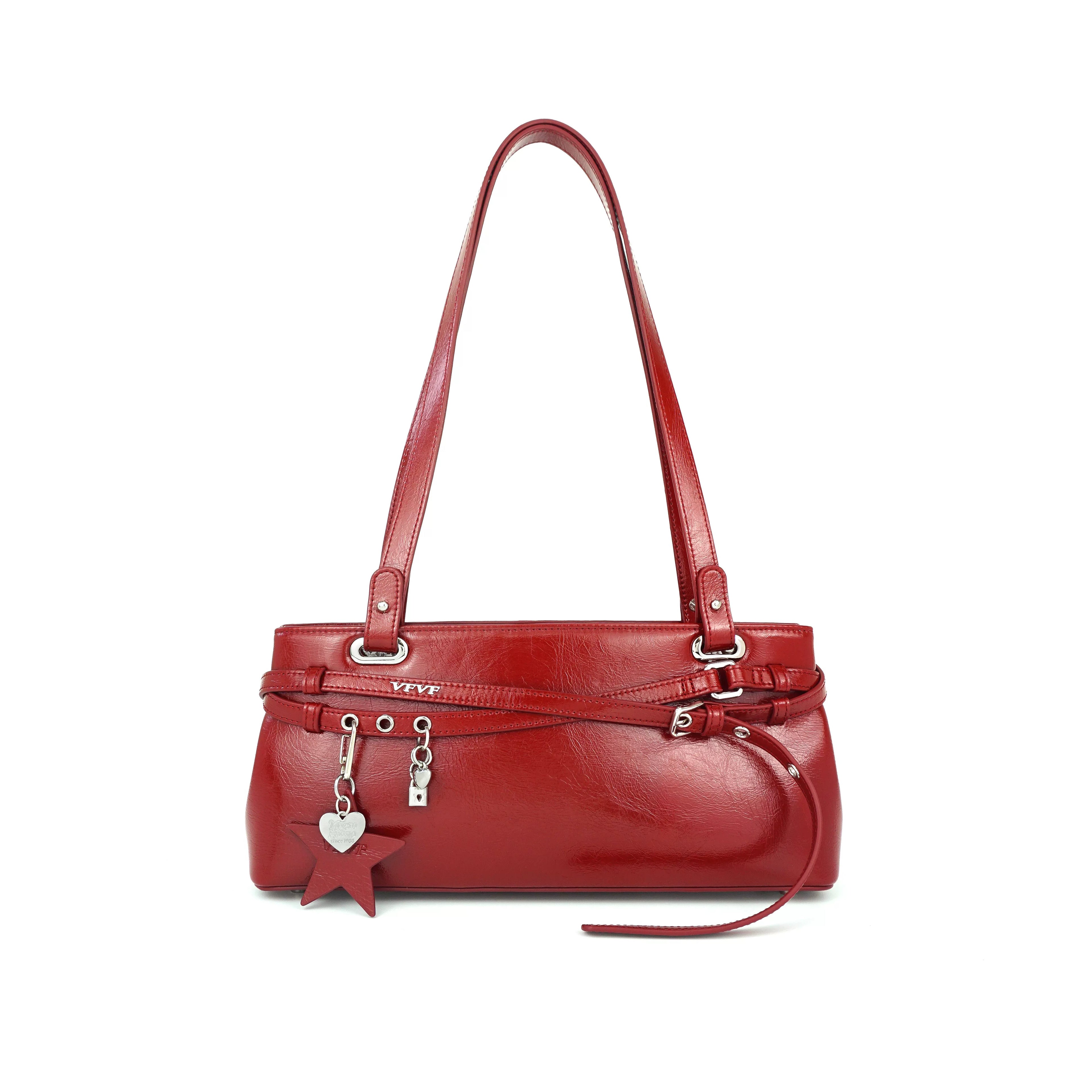VFVF Silver Polka Dot Faux Leather Zip-Top Mini Square Shoulder Bag