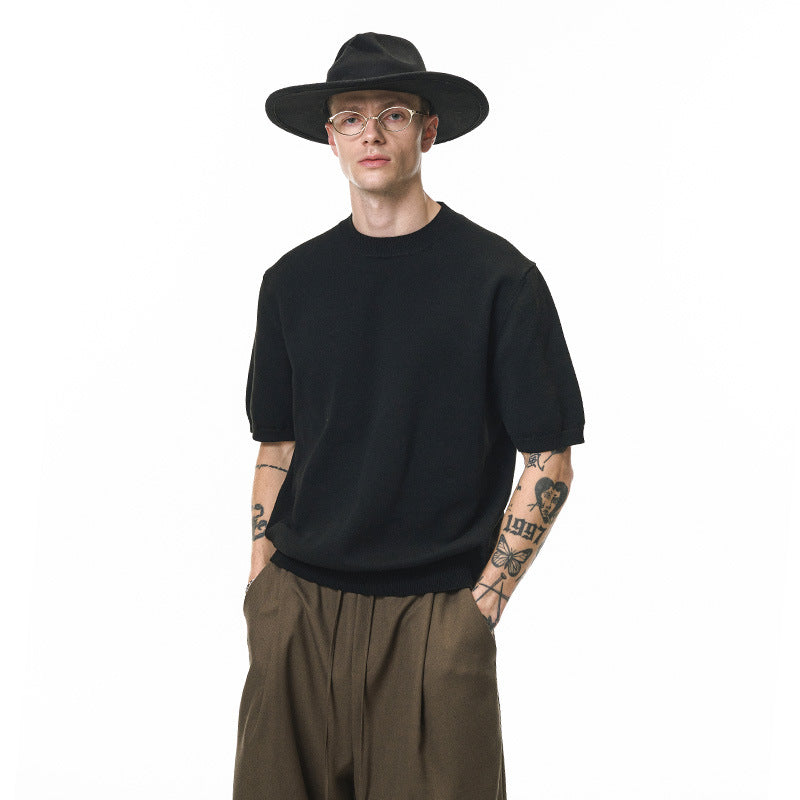 Inflation Loose Warm Knitted Round Neck Tee