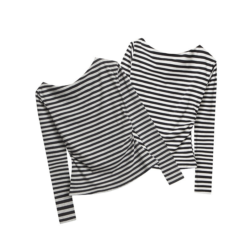 Nariele Slant Shoulder Off-Shoulder Long Sleeve