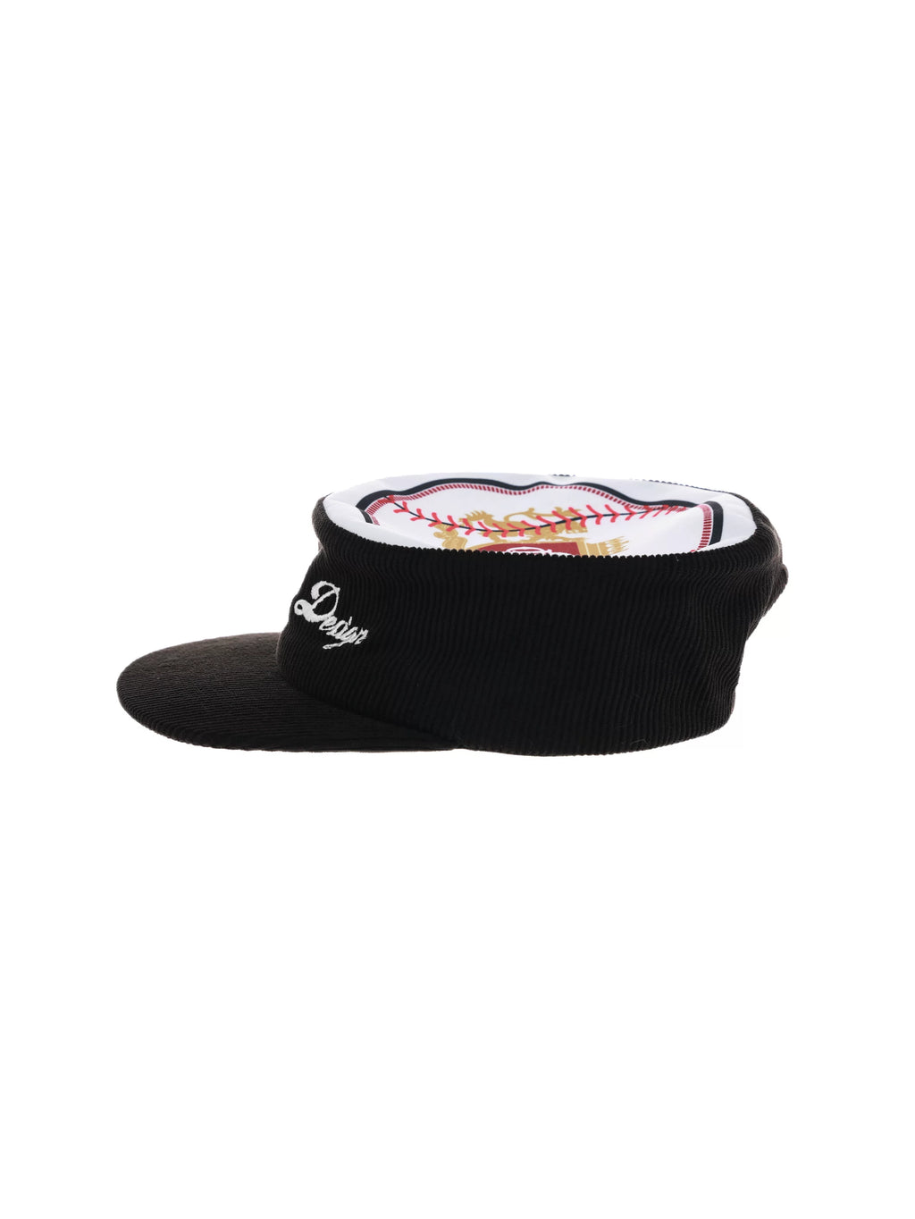 6CRAYON Black Corduroy Patchwork Embroidered Baseball Cap