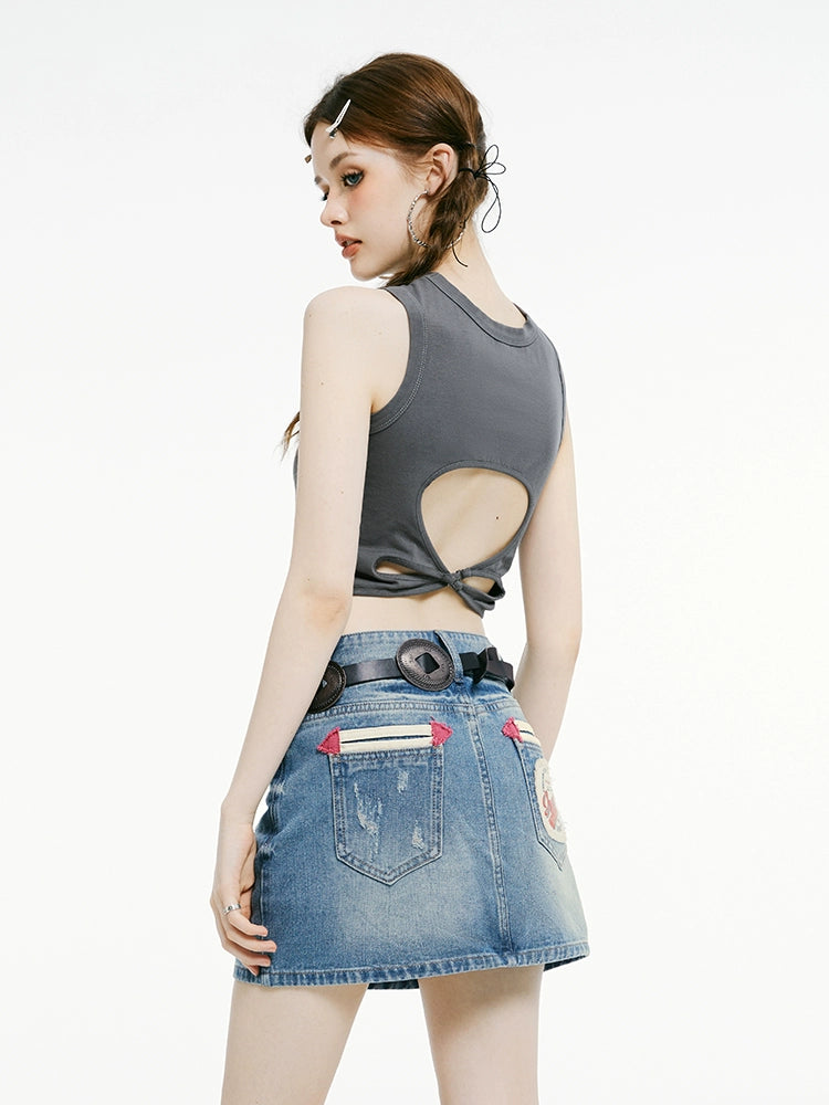 IMONE Back Hollow Contrast Vest