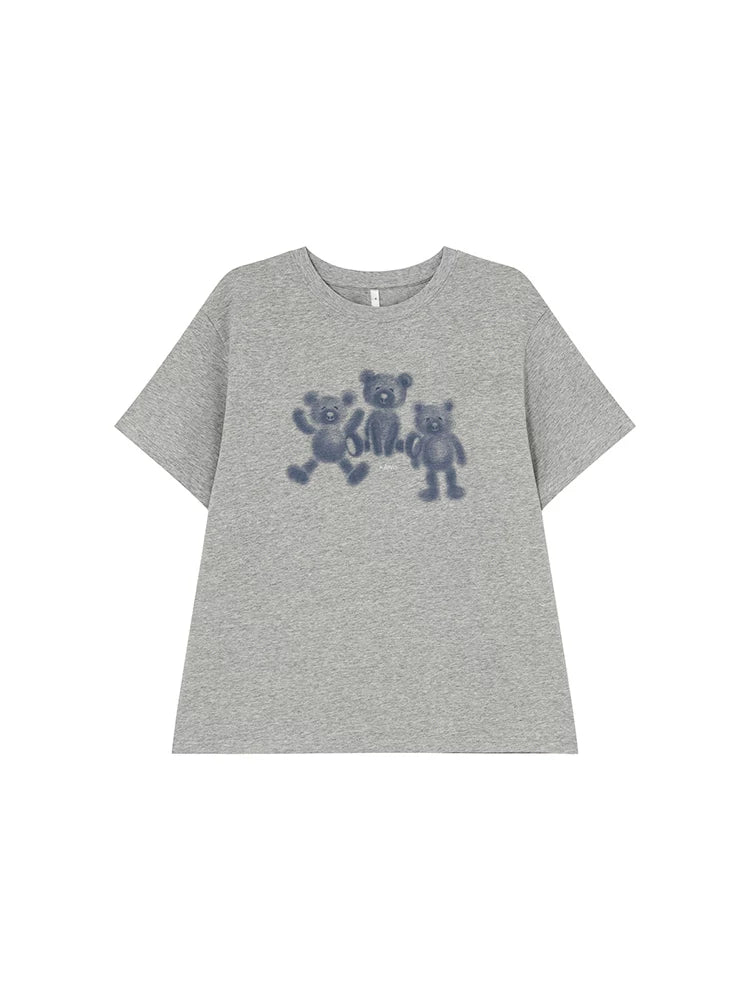 KANO Bear Print Breathable Oversized Tee