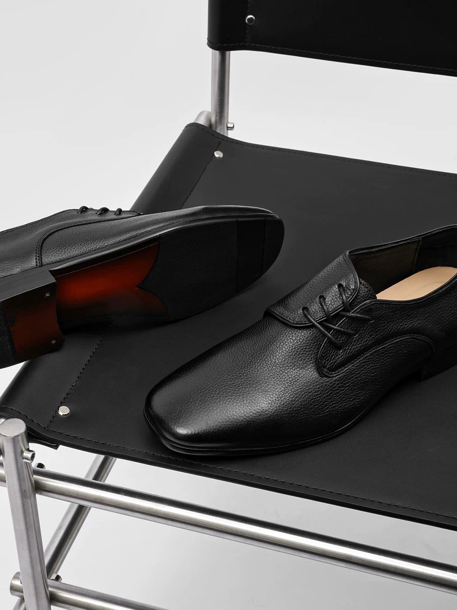 RZAAZ Leather Square-Toe Lace-Up Derby