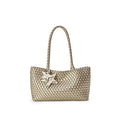 ECODAY Champagne Woven PU Leather Shoulder Bag
