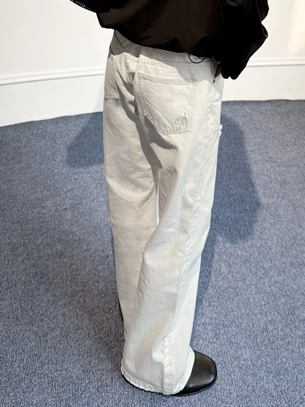 SOUTH FISH White Ghost Distressed Relaxed Straight Leg Jeans