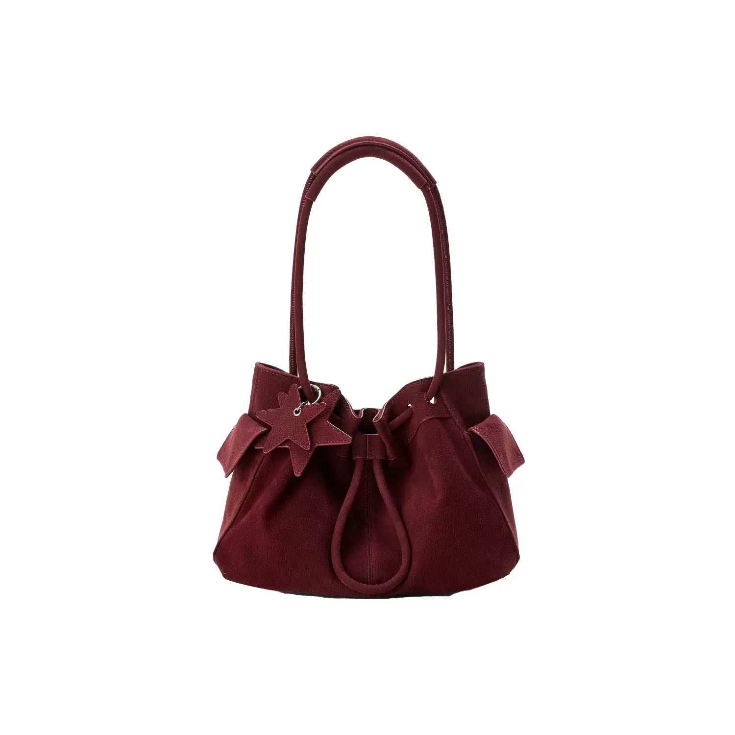 ECODAY Pebble Grain Faux Leather Drawstring Boston Bag