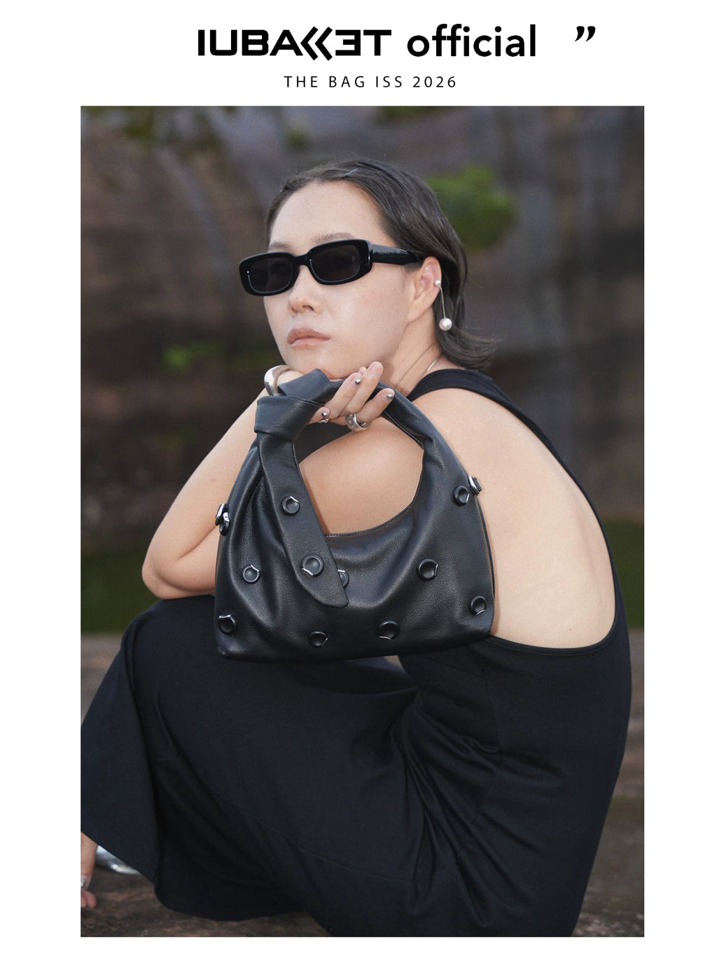 IUBALLET Sheepskin Studded Dumpling Underarm Bag - Zip Top