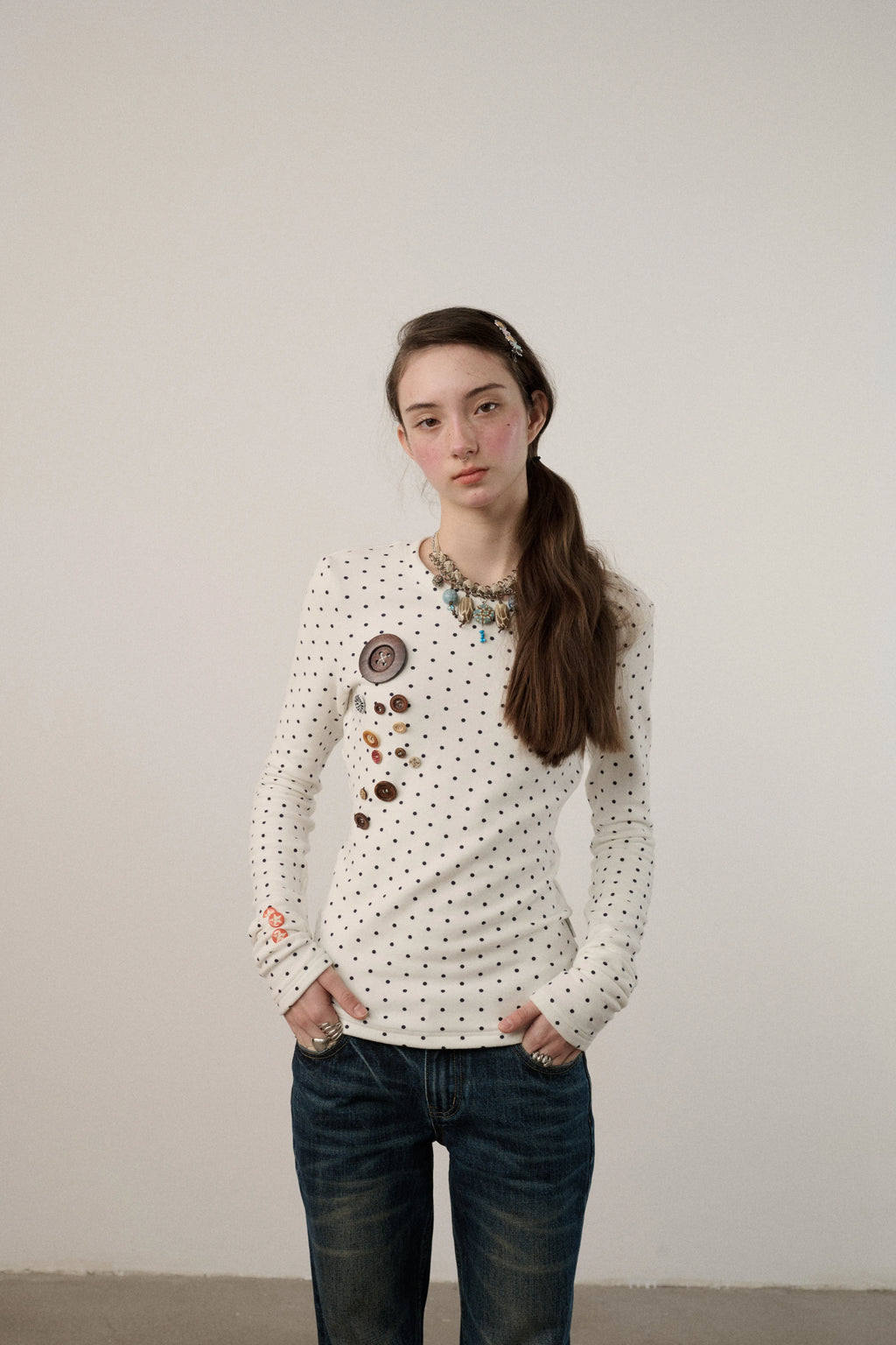 Achihara Polka Dot Long-Sleeve Base Layer Top
