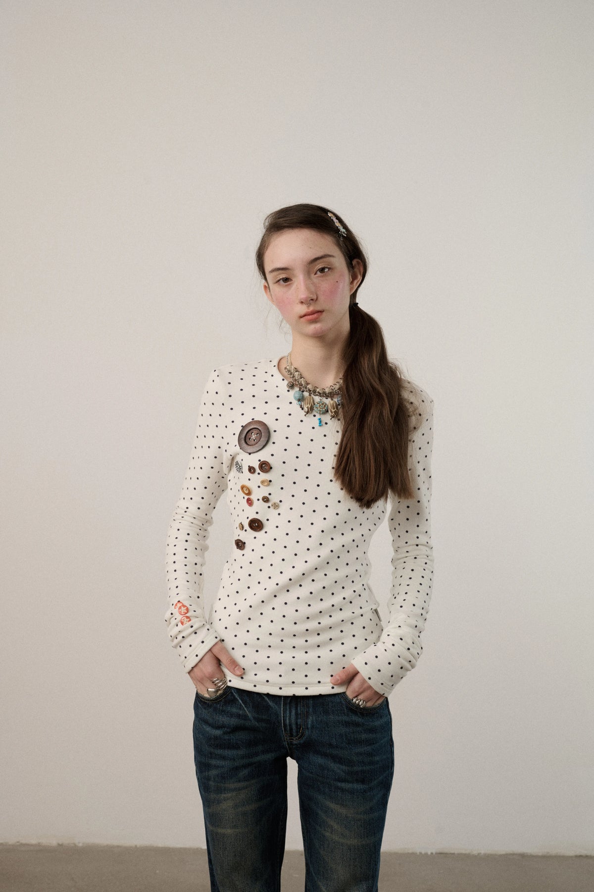 Achihara Polka Dot Long-Sleeve Base Layer Top