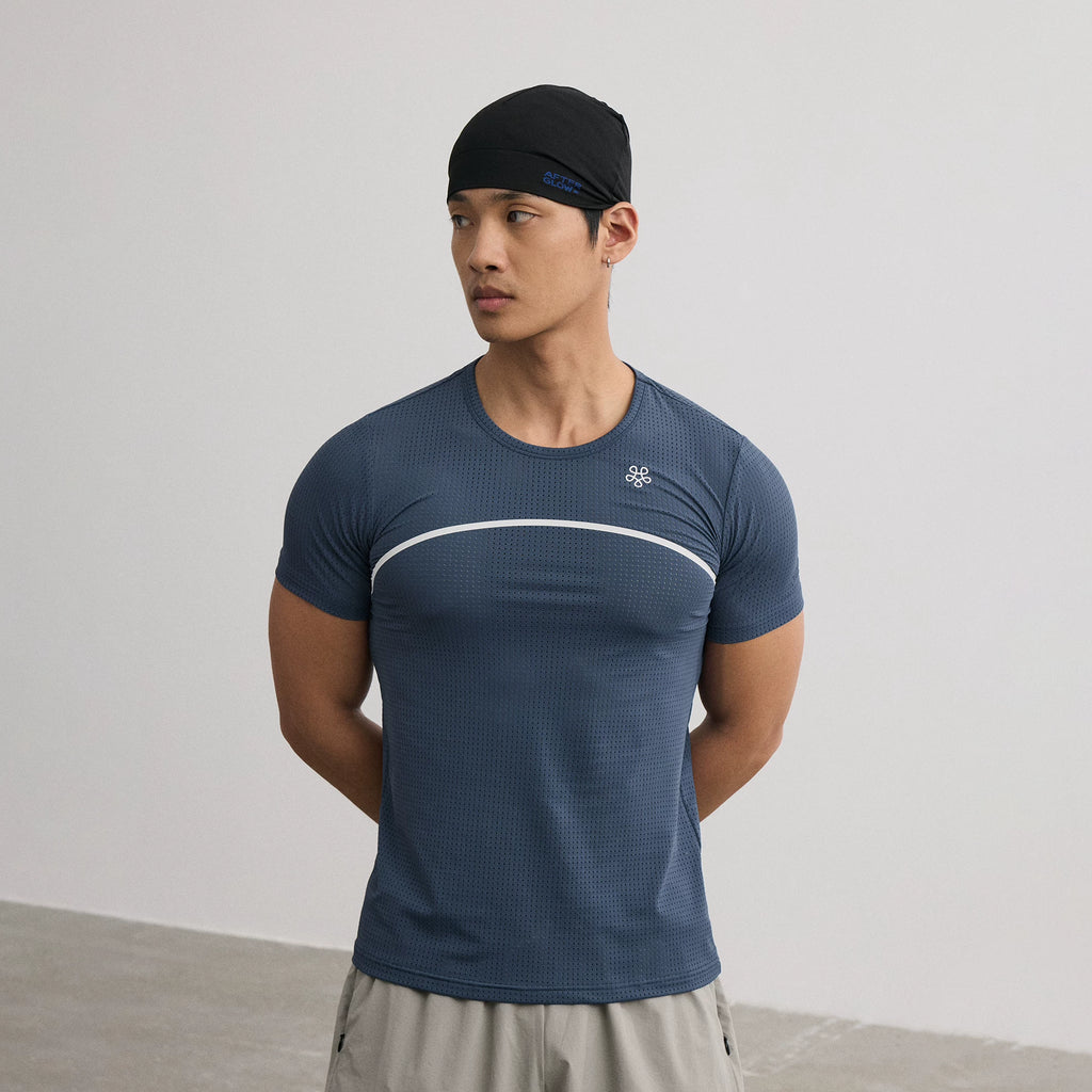 AFTERGLOW Mesh Taped Logo 210g Breathable Slim Fit Tee