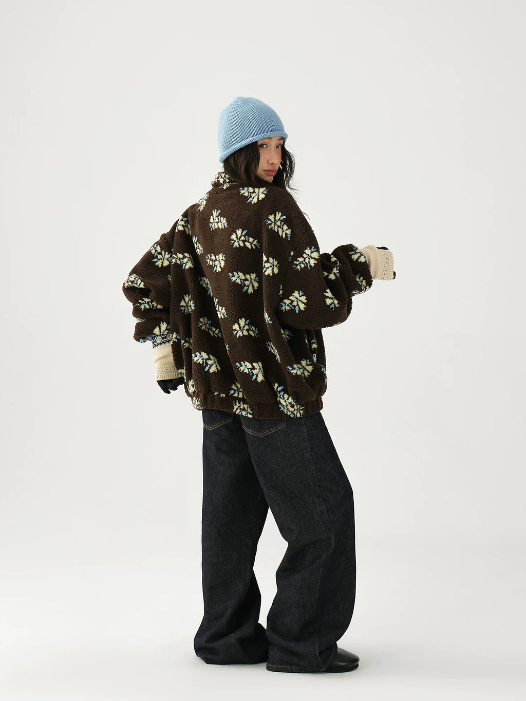 AceStudios Vintage Flower Full Print Lambwool Coat