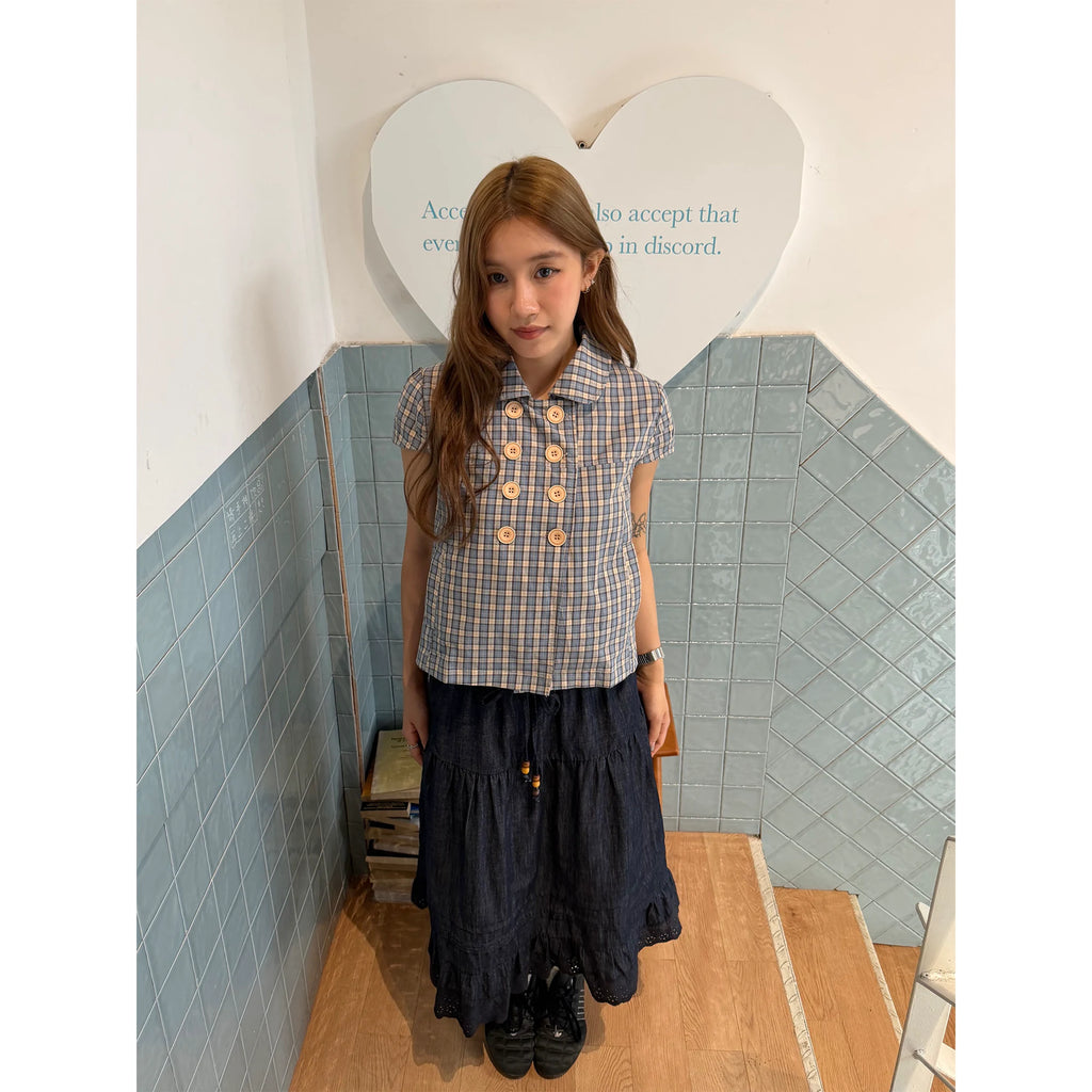CCYE Plaid Button Cropped Shirt Jacket