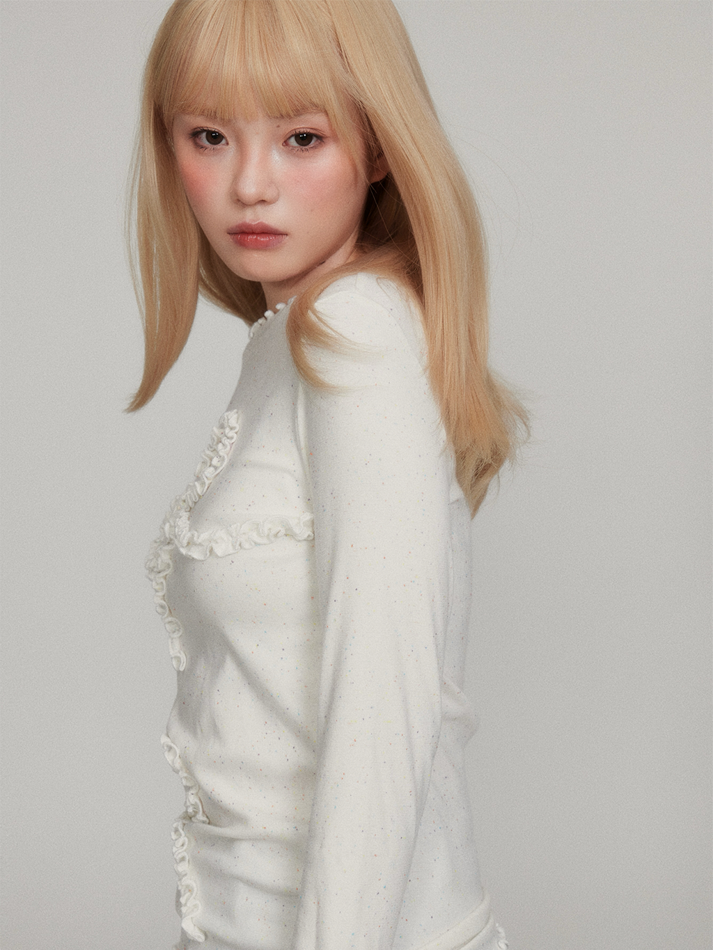 LOST FOREST Color Dot Bow Warm Long Sleeve