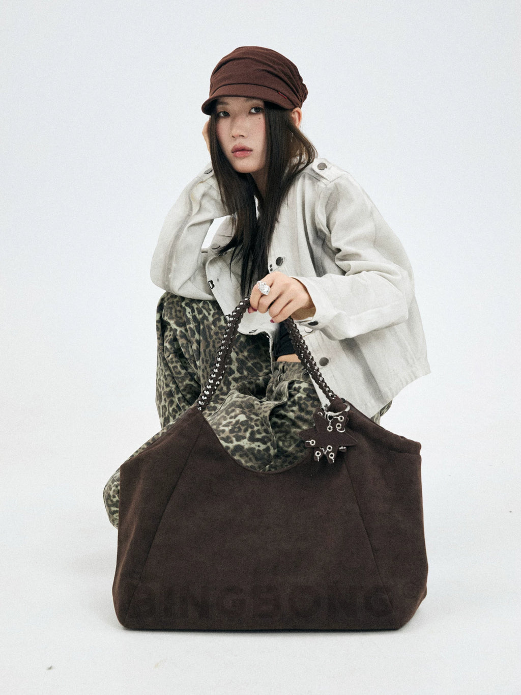 BINGBONG Suede Large Capacity Shoulder Bag