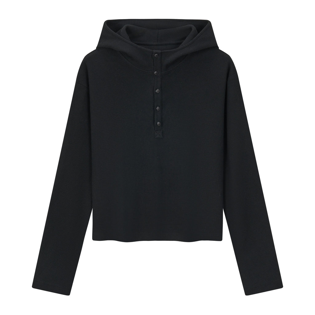 VLABMADE 350g Waffle-Knit Henley Hoodie