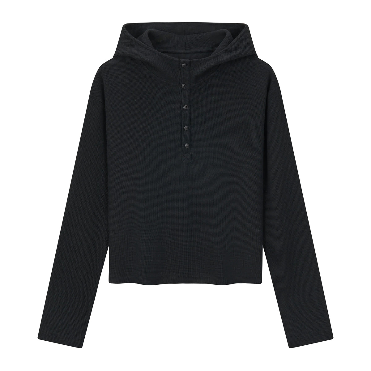 VLABMADE 350g Waffle-Knit Henley Hoodie