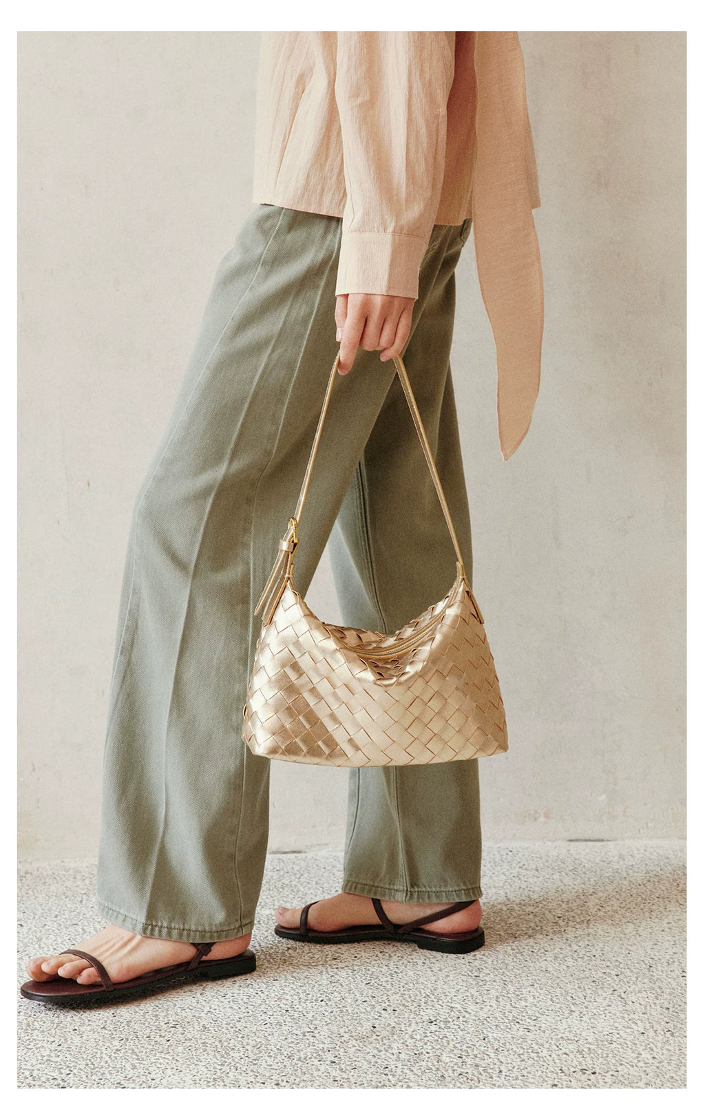 AVALEA Sheepskin Woven Shoulder Armpit Bag