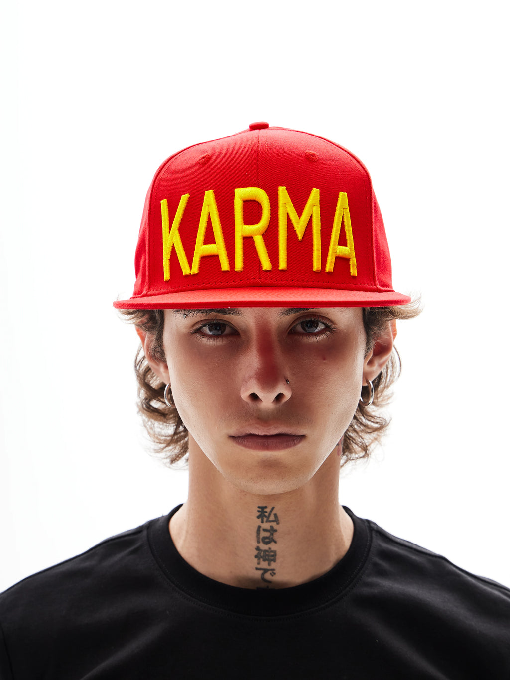 KARMANISTIC Embroidered Letter Flat-Brim Cap