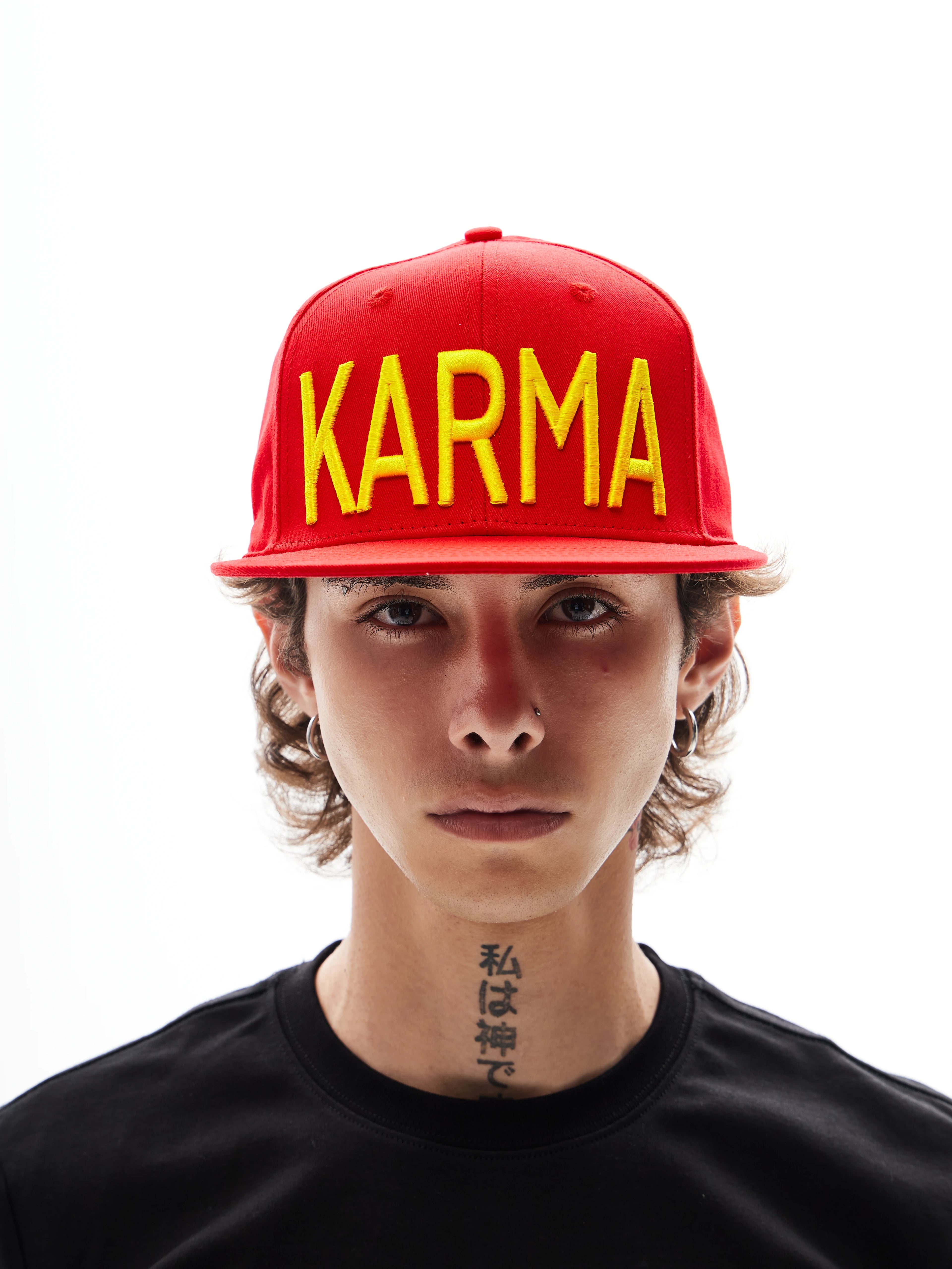 KARMANISTIC Embroidered Letter Flat-Brim Cap