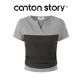 Cantonstory Gray Two-Piece V-Neck Layered Skirt Set
