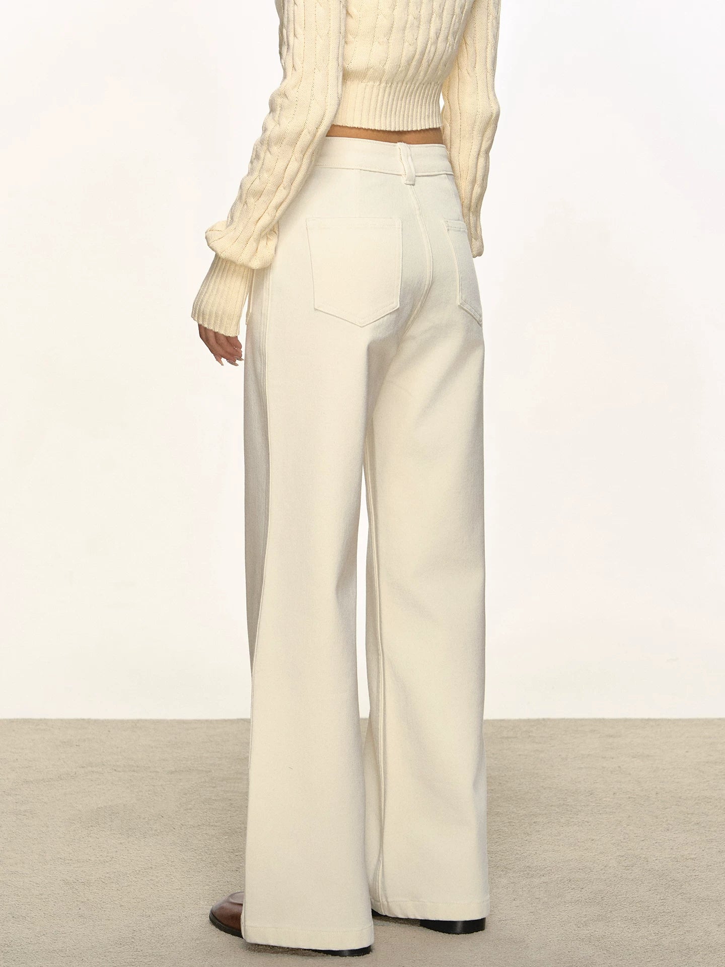 Anna Aneae White Flared Straight-Leg Jeans
