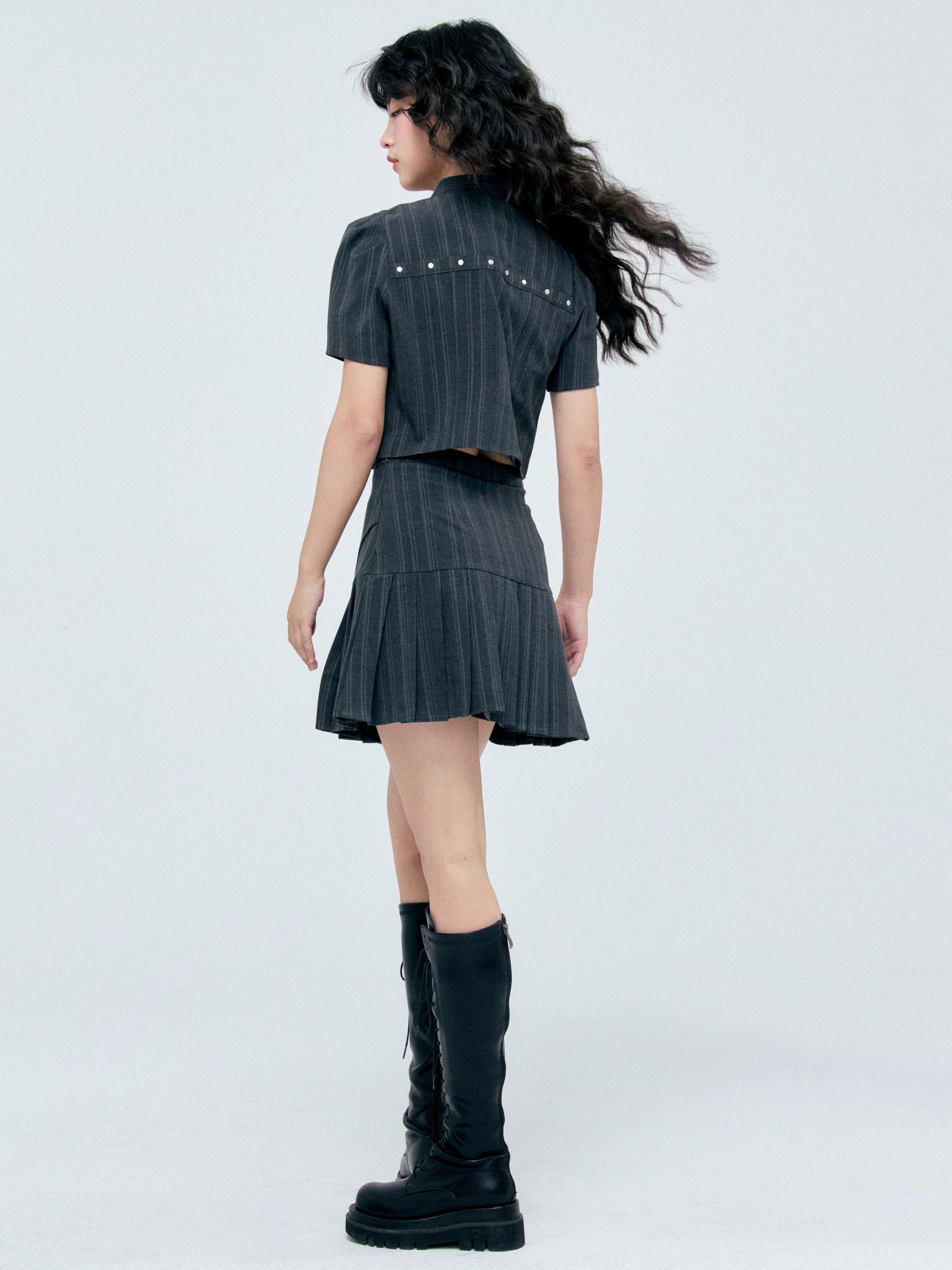 LOST FOREST Niche Casual Pleated Skirt Set