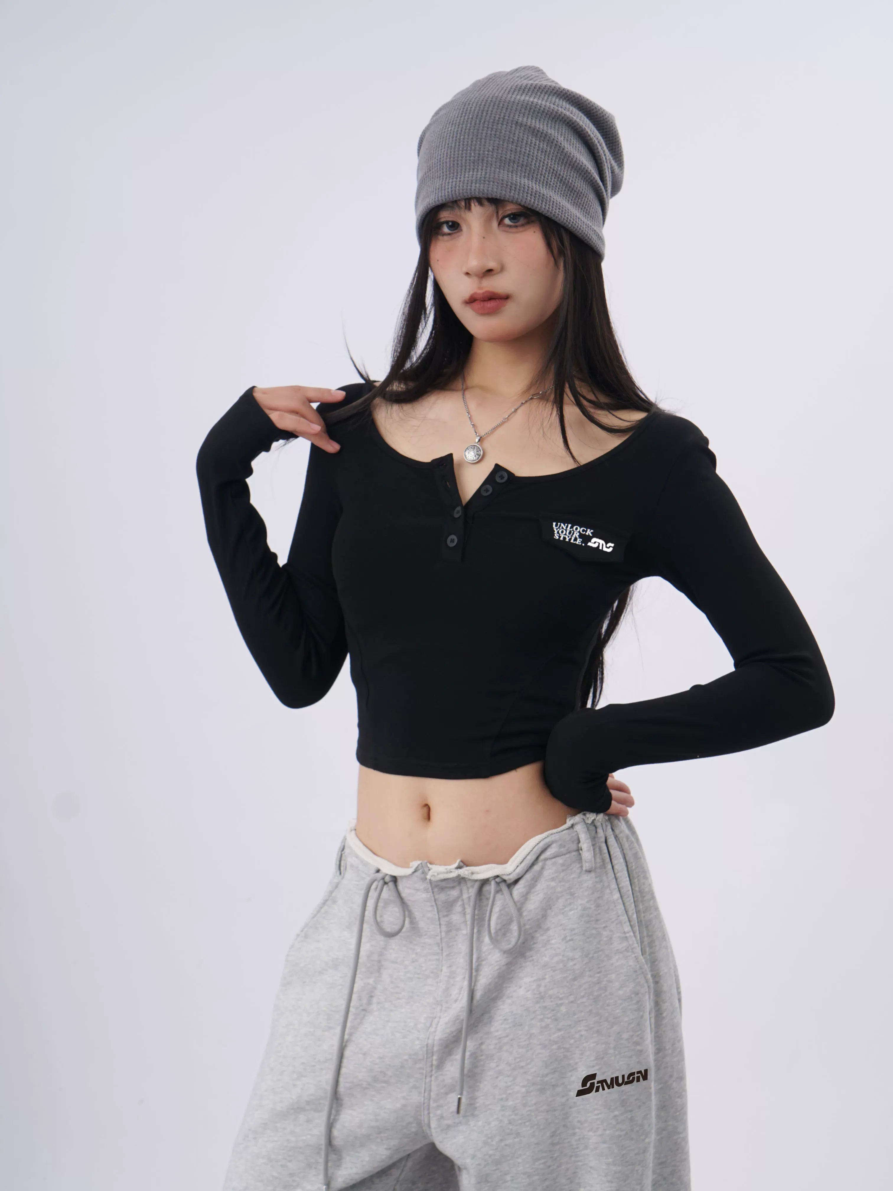 SAMUSAN Slim and Thin Versatile Short Long Sleeves