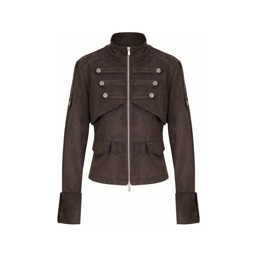 JIKOO Cropped Casual Jacket for Women – Stand-Collar Cool Chic Blazer