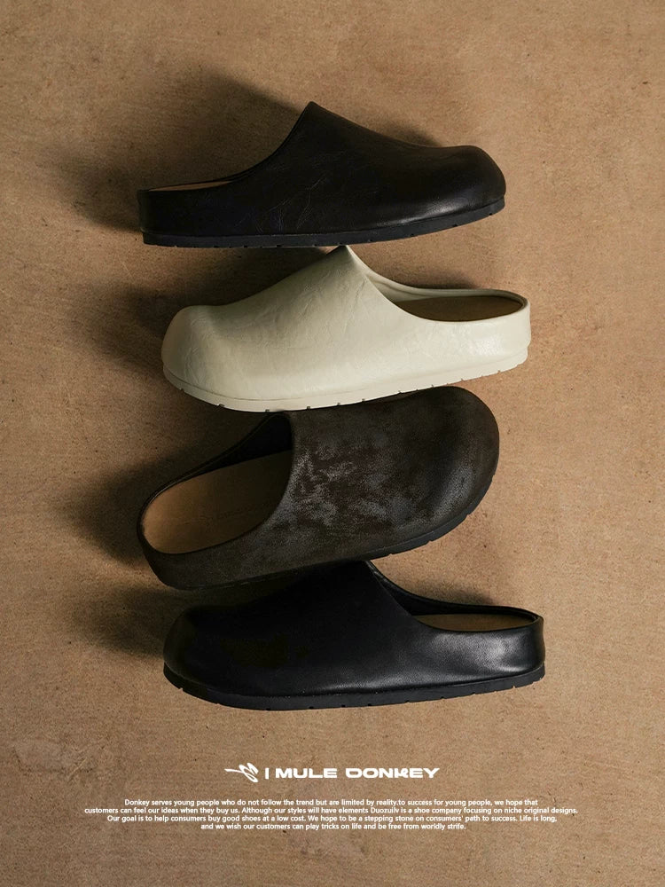 Donkey Anti-velvet Thick-soled Lazy Ugly Bag Head Half Slippers