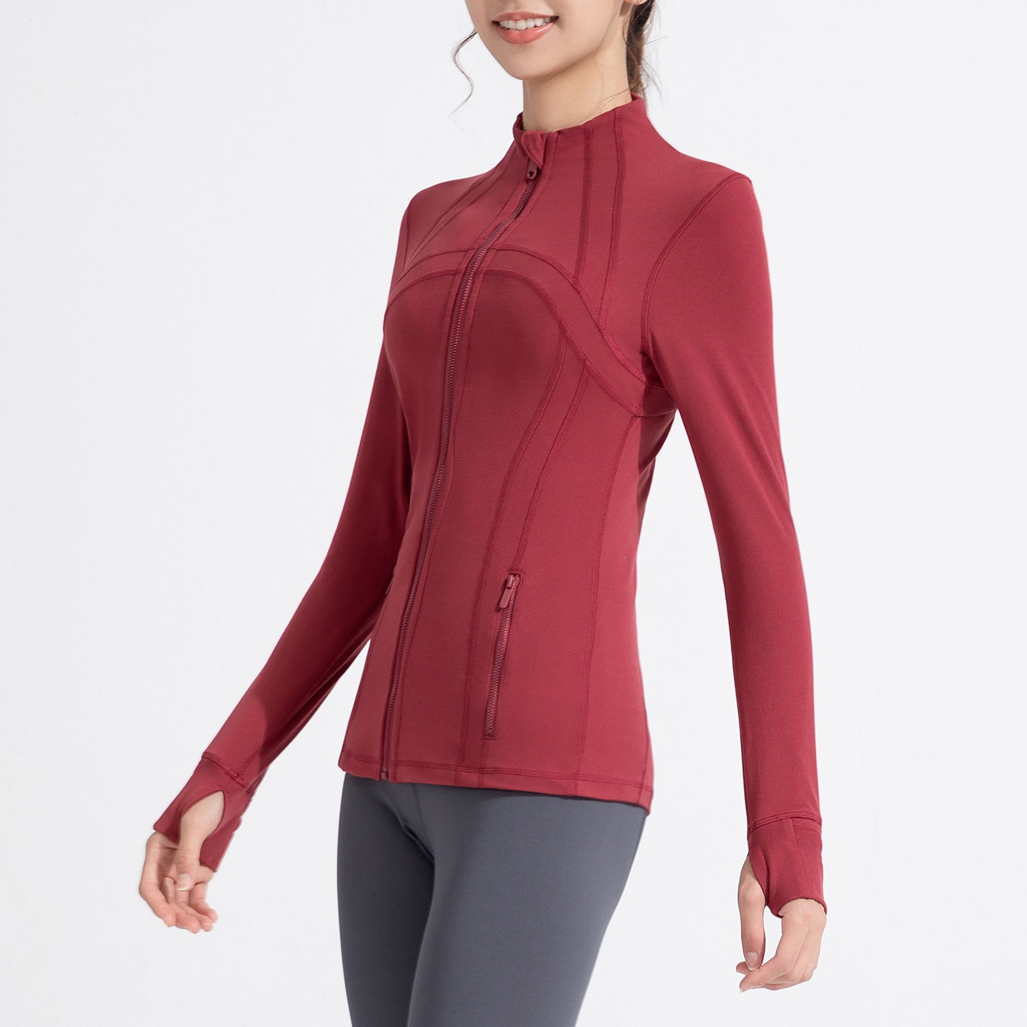 Athena Lulu Stand-up Collar Blazer Long-sleeved Zip-up Jacket