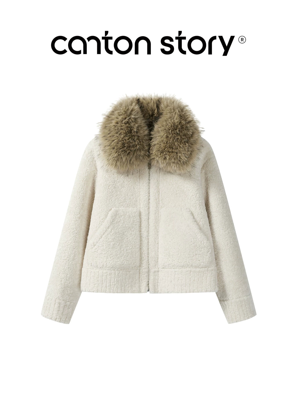 Cantonstory Korean Versatile Lamb Wool Collar Thickened Jacket
