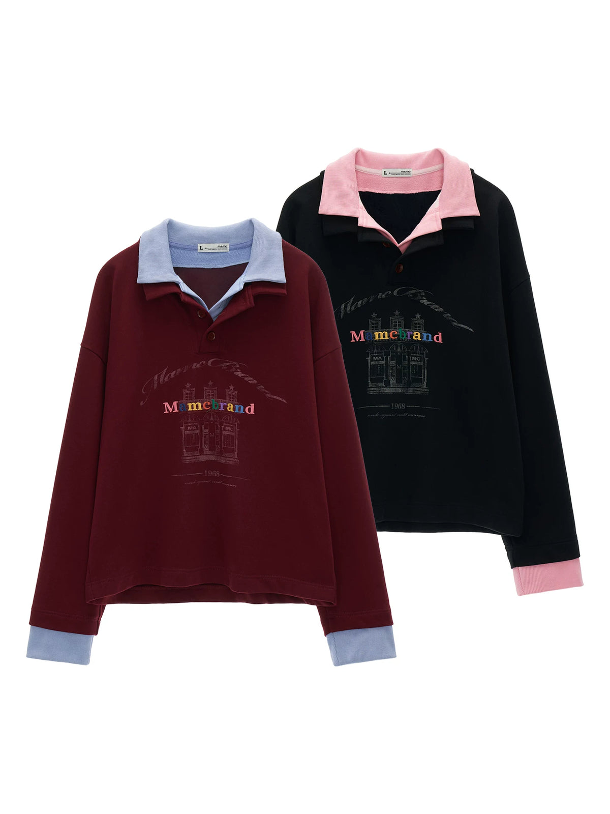 MAMC Two-Piece Polo Sweatshirt Loose Long-Sleeve Tee
