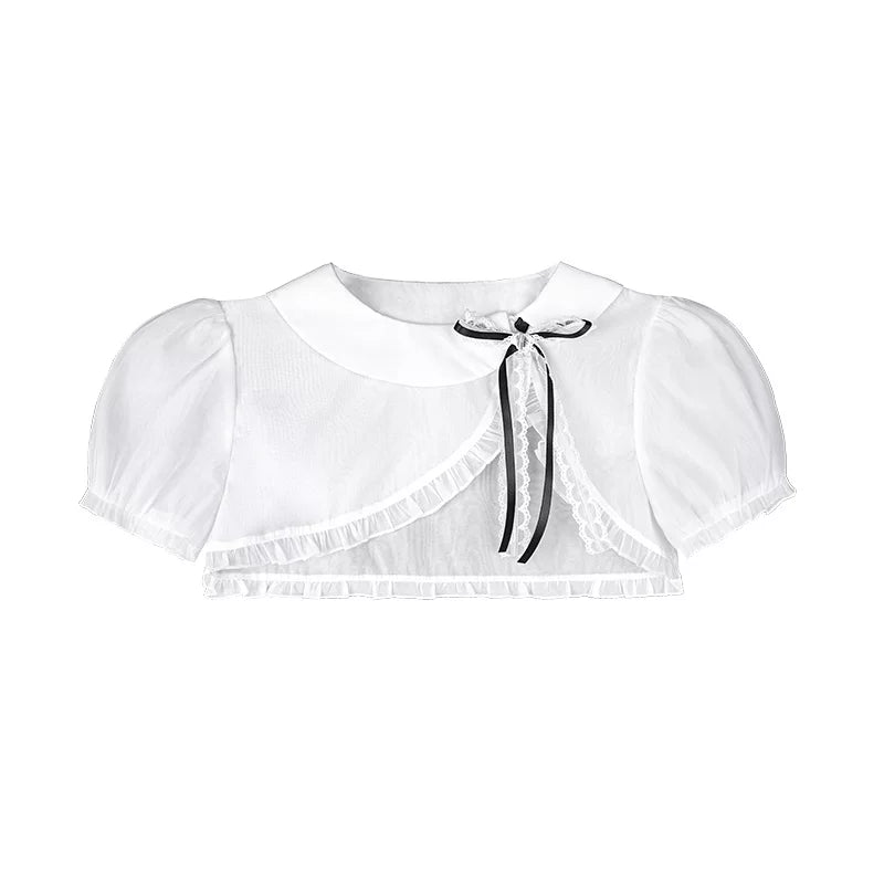 SagiDolls Blue Plaid UPF + Bubble Sleeve Blouse