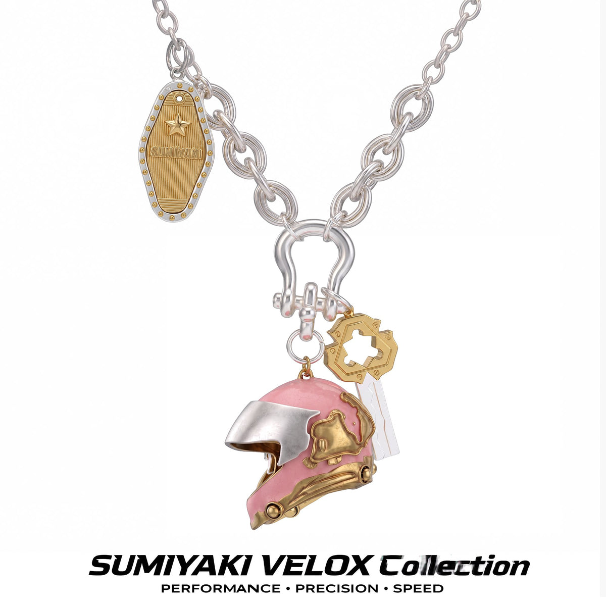 SUMIYAKI Pink Gold-Plated Statement Collarbone Chain Necklace