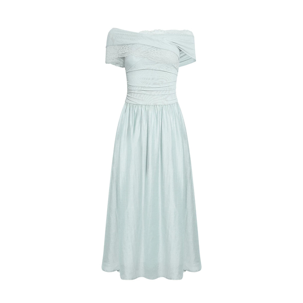Wildberry One-word Shoulder Waist Slim Dress