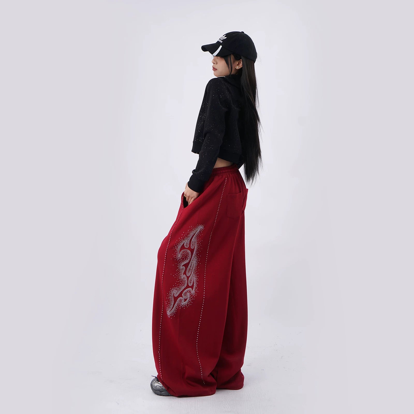 SAMUSAN Hot Diamond Casual Loose Sweatpants Wide Leg Pants