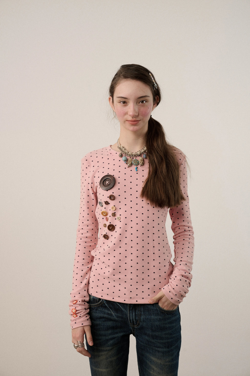 Achihara Polka Dot Long-Sleeve Base Layer Top