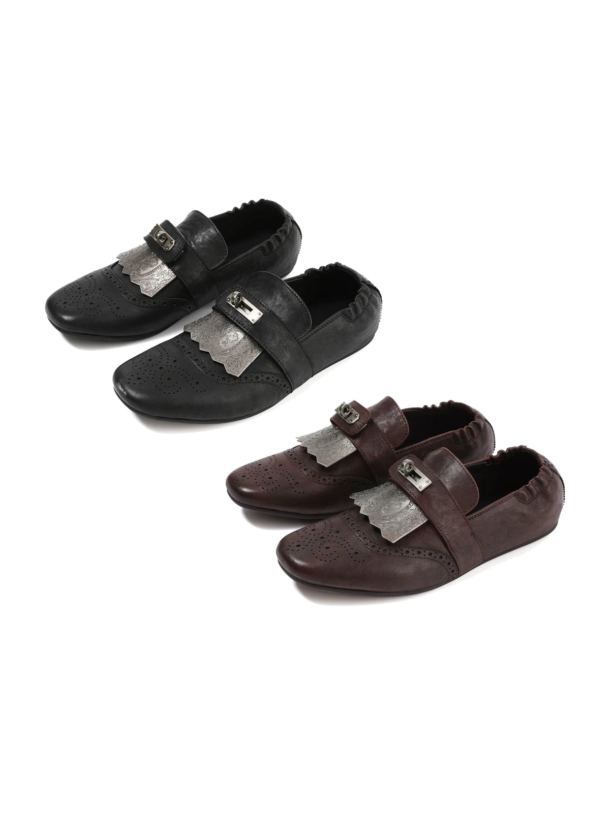 TAICHIISM Metal Embossed Leather Slip-On Mule