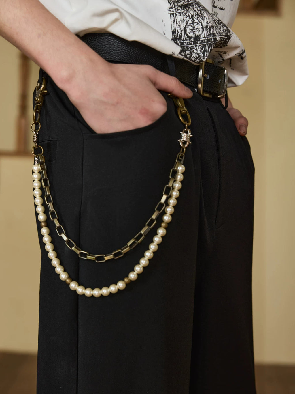 TAICHIISM Vintage Pearl Z Jeans Trouser Chain