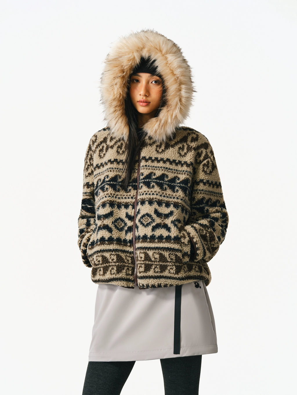 ATRY Vintage Premium Fair Island Hooded Fur Collar Jacket
