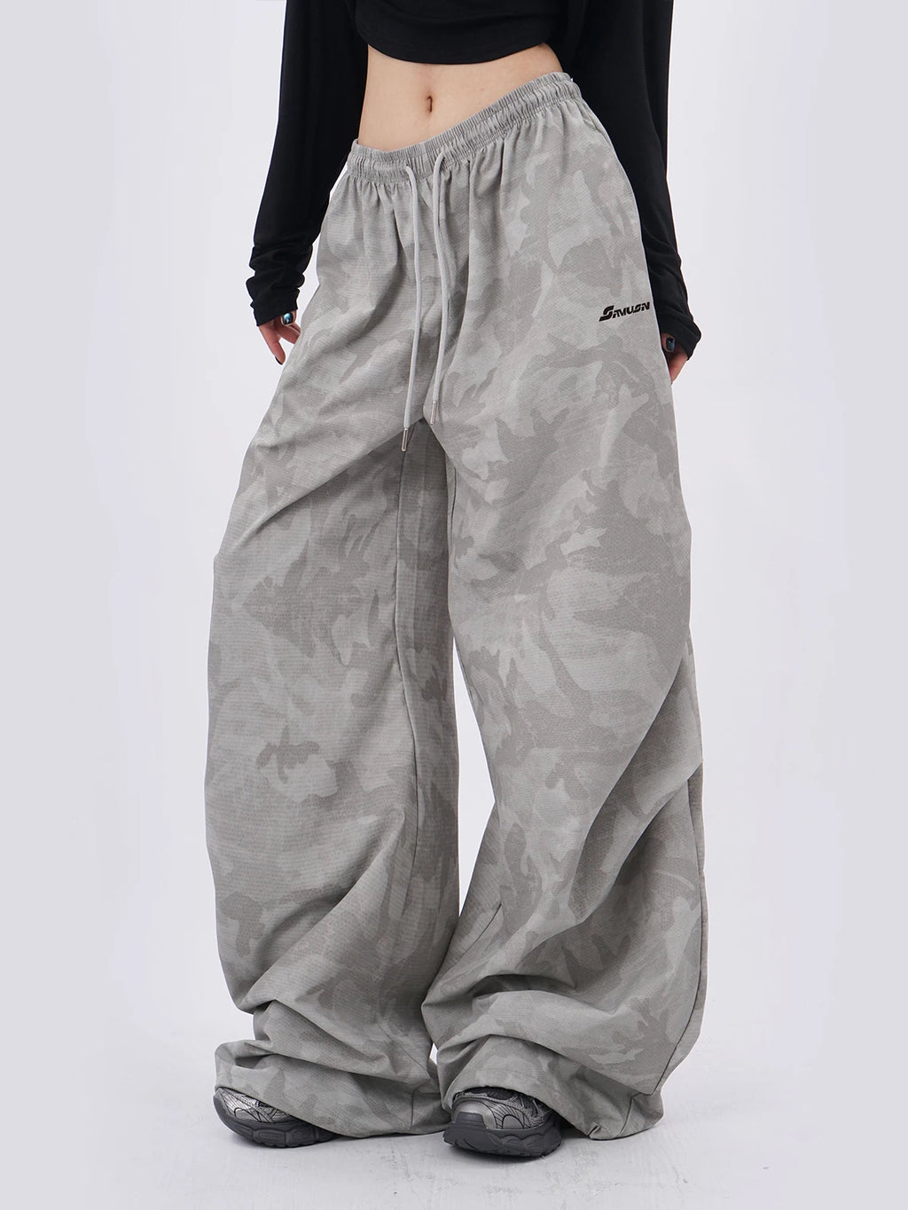 SAMUSAN Loose Pleated Sports Casual Wide Leg Pants