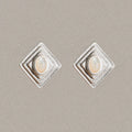 MEZZEM Rhombus Agate & Mother-of-Pearl Stud Earrings