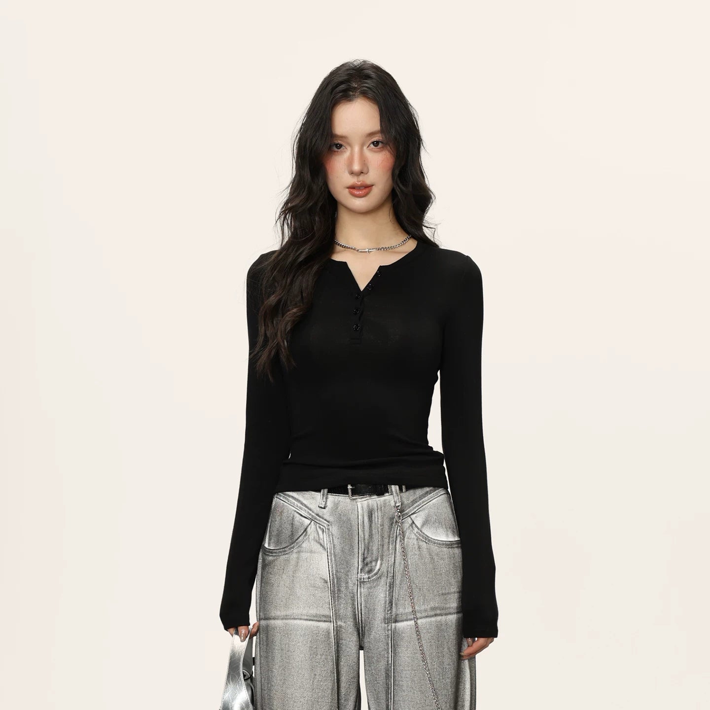 Cherry Melody Slim Fit Inner Versatile Long Sleeve