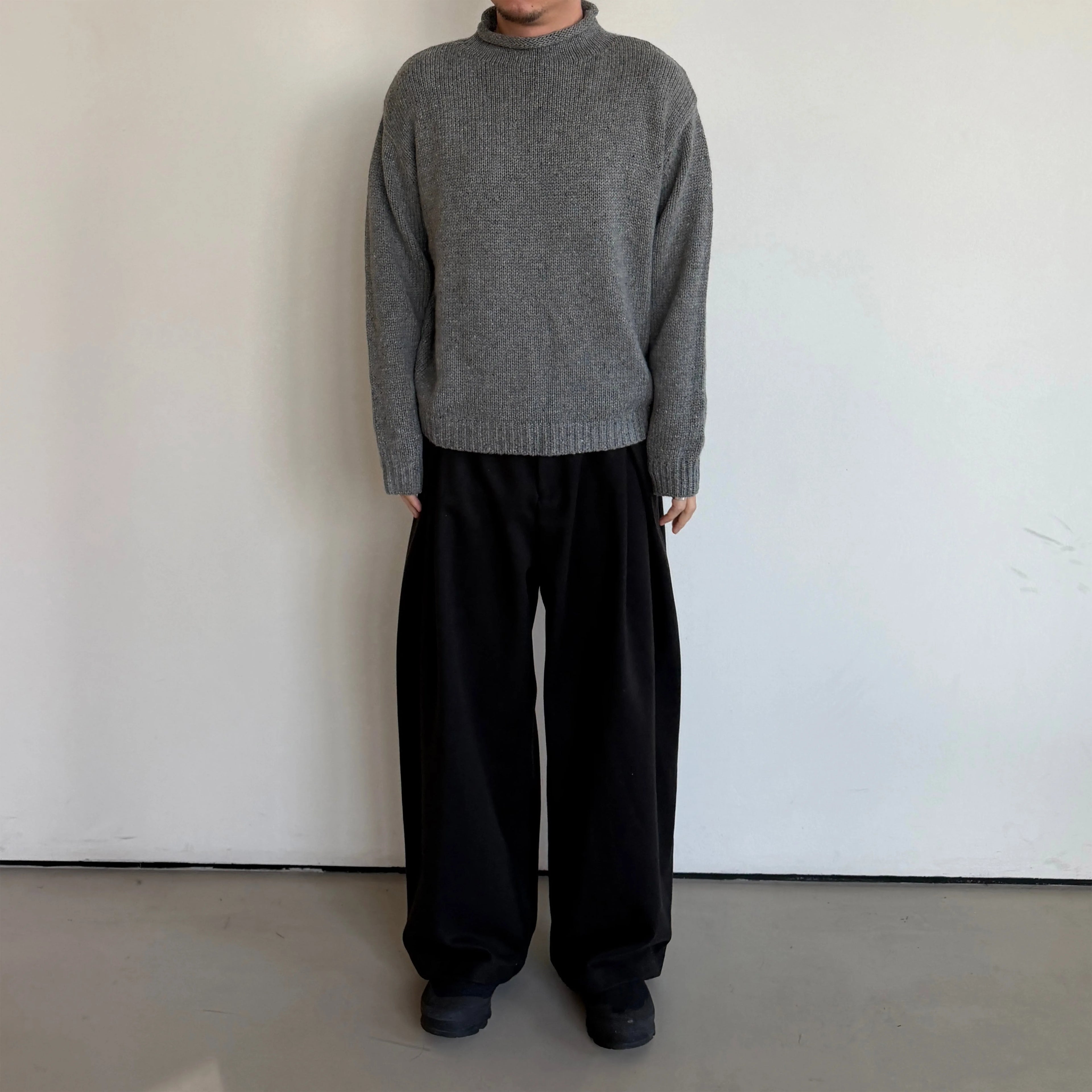 Anniehall Loose Woolen Straight Fleece Thickened Trousers